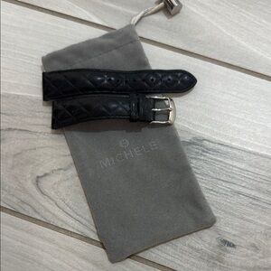 Michele Black Leather Strap 20